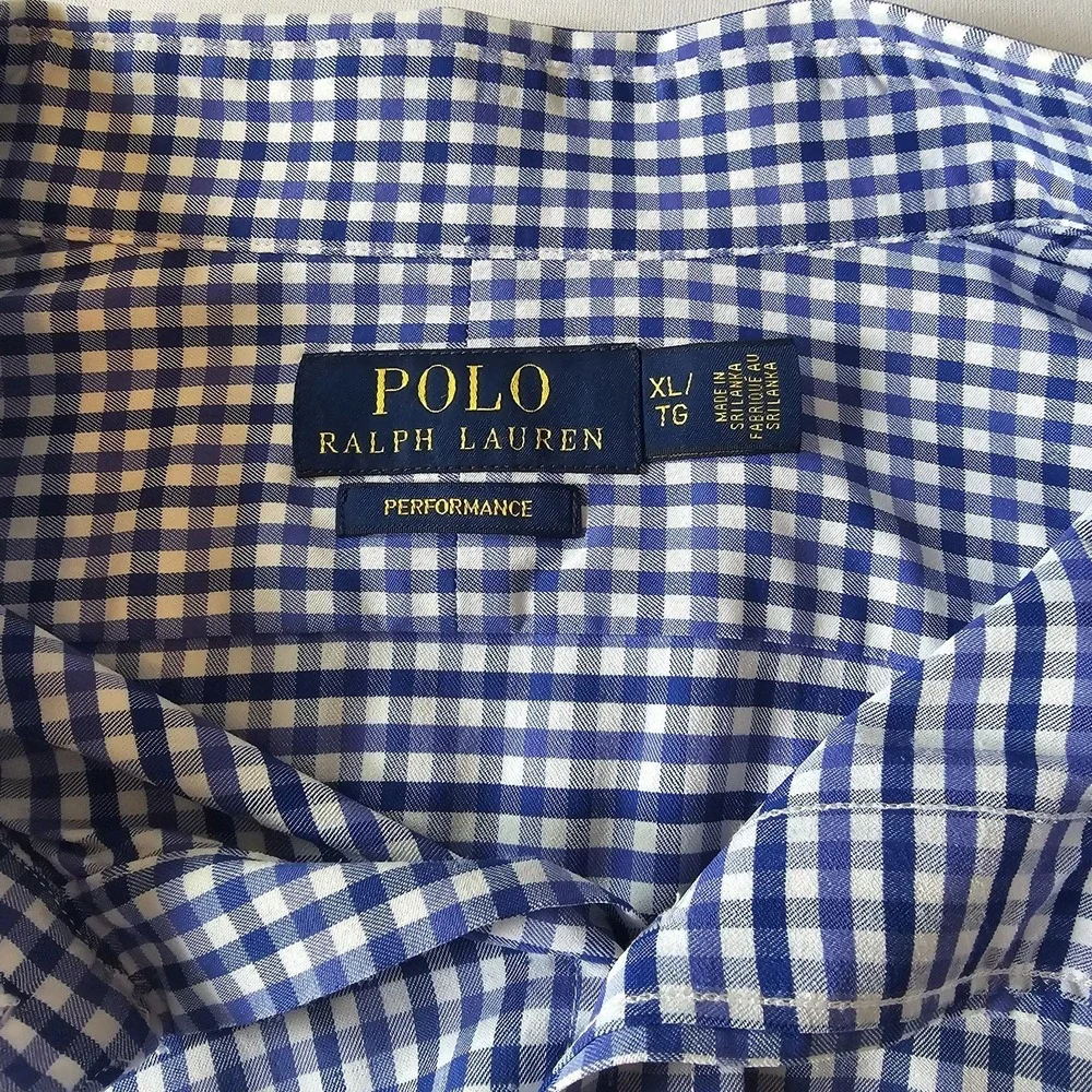 Polo Ralph‎ Lauren Shirt Men XL Plaid Performance Button Down Gingham Check EUC